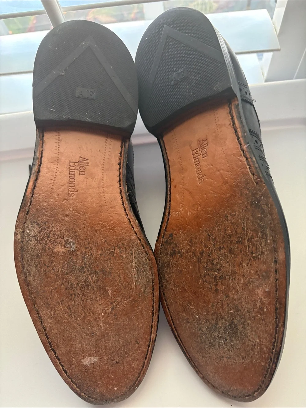 Allen Edmonds Black Leather Wingtip Oxford Dress Shoes. McAllister.
